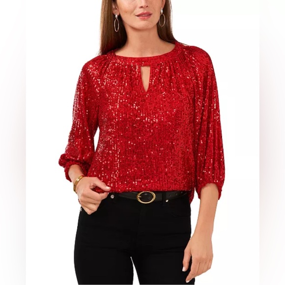 vince camuto women’s keyhole detail raglan sleeve top | size L - Picture 1 of 5